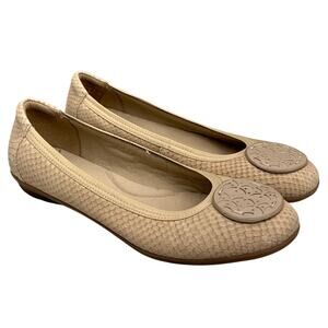 Clarks Gracelin Lola Beige Snakeskin Print Leather Slip On Ballet Flat Women 7.5
